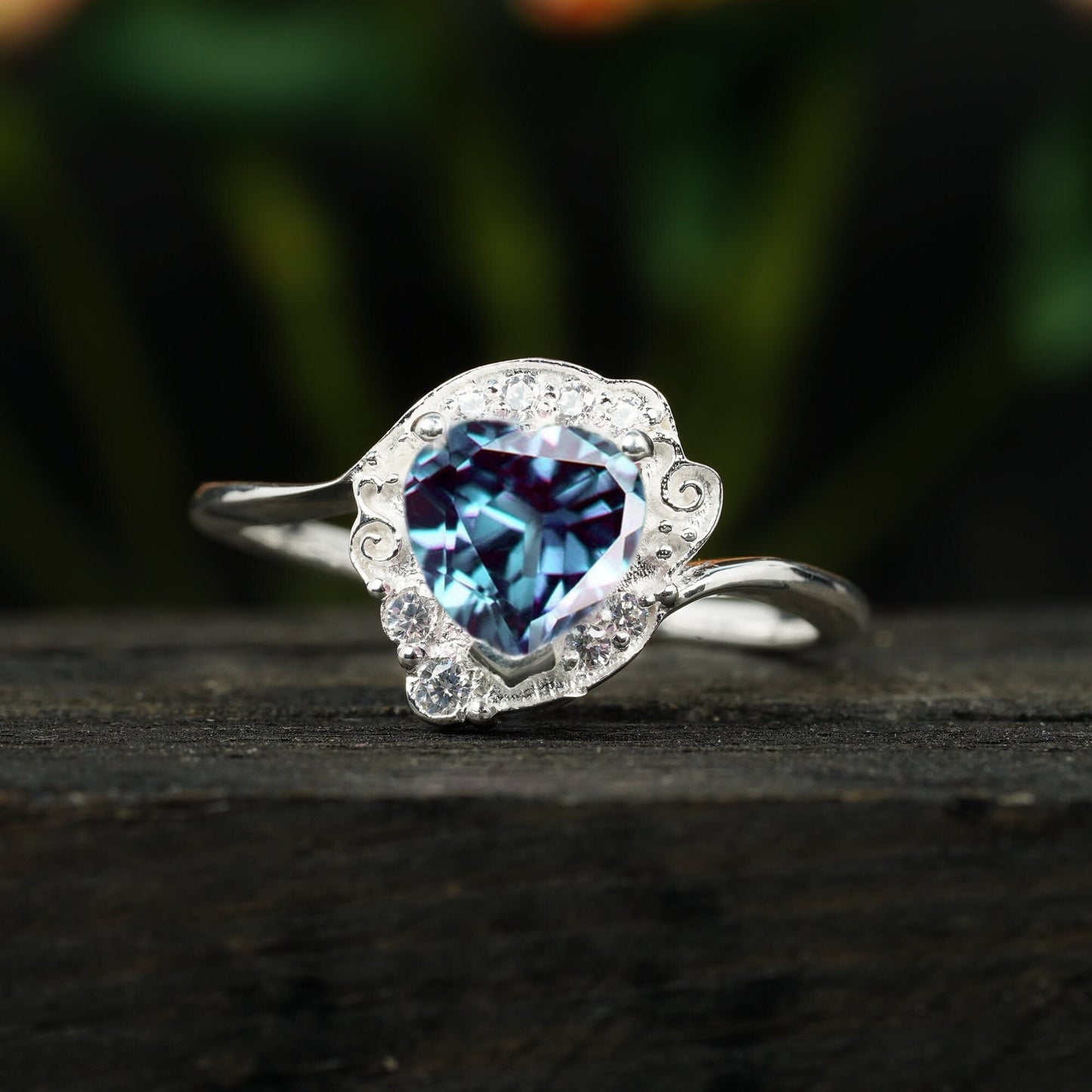 Heart Shaped Alexandrite June Birthstone Ring