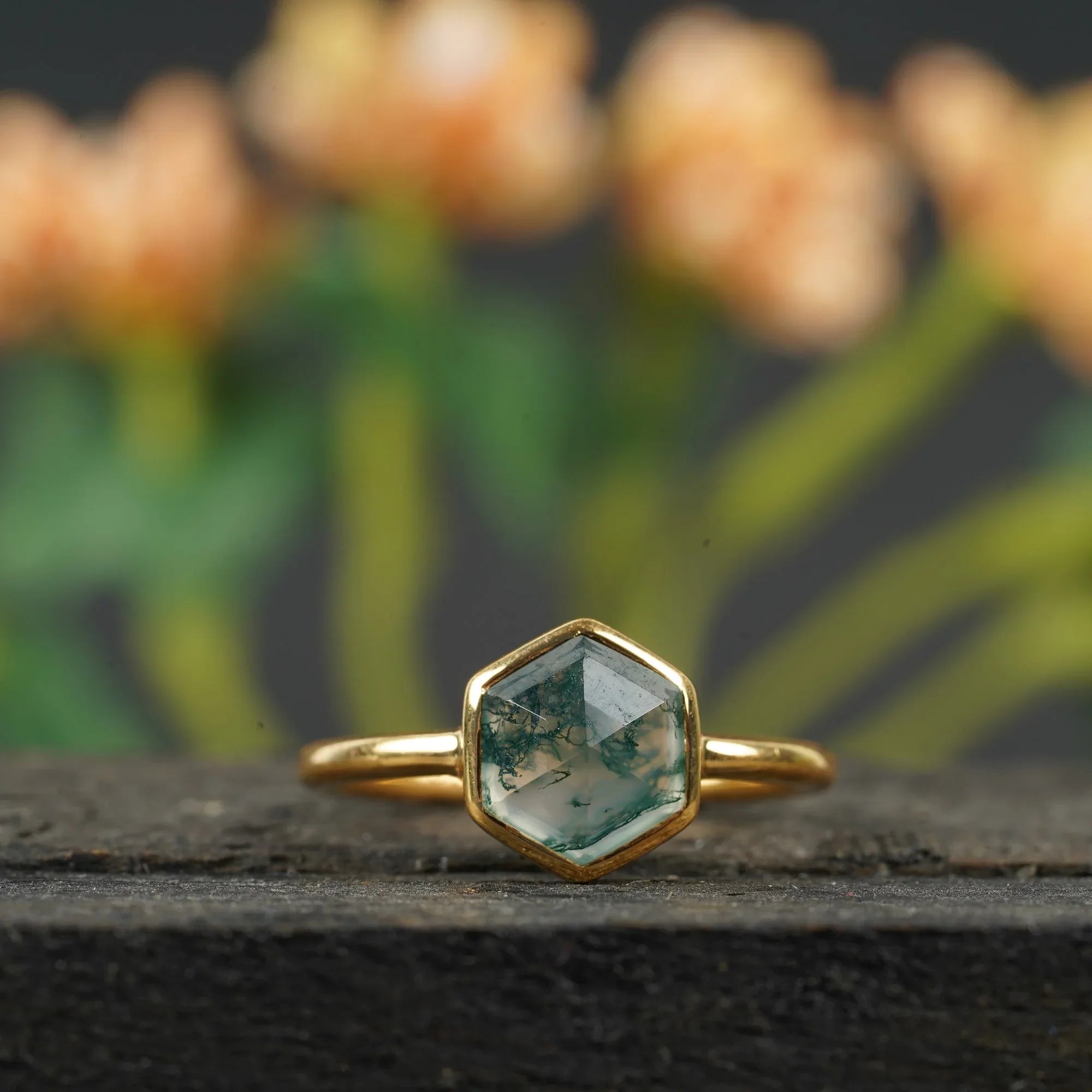 Moss Agate Rings - MinimalistJewels