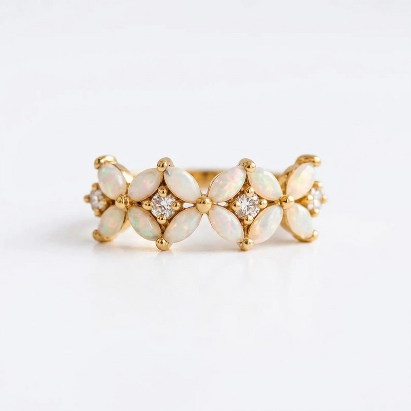 Vintage Fire Opal Gold Engagement Ring