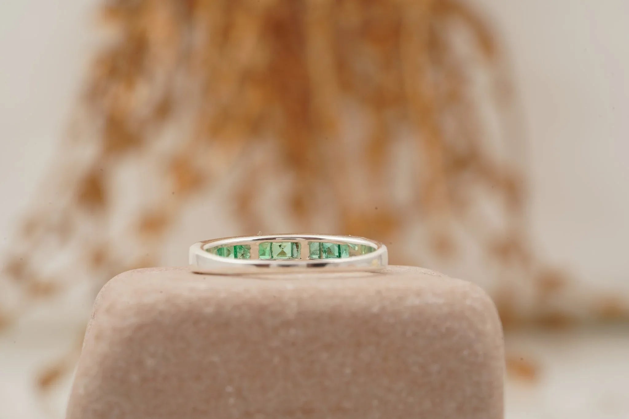 Princess Emerald Channel Set Wedding Band - MinimalistJewels