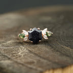 Blue Sandstone Gemstone Ring Cluster Ring For Women - MinimalistJewels