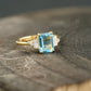 Aquamarine Gemstone Engagement Ring Emerald Cut Ring For Women