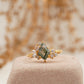 Kite Cut Moss Agate Cluster Diamond Engagement Ring
