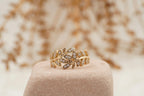 Leaf Diamond Stacking Gold Wedding Band - MinimalistJewels