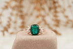 Green Emerald Marquise Diamond Cluster Engagement Ring - MinimalistJewels