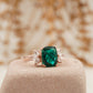 Green Emerald Marquise Diamond Cluster Engagement Ring