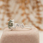Hexagon Cut leaf Moss Agate 925 Sterling Silver Engagement Ring