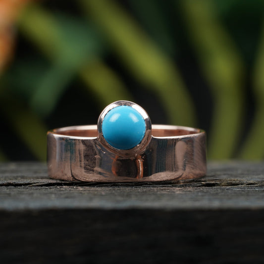Turquoise Stacking Thick Band December Birthstone Ring