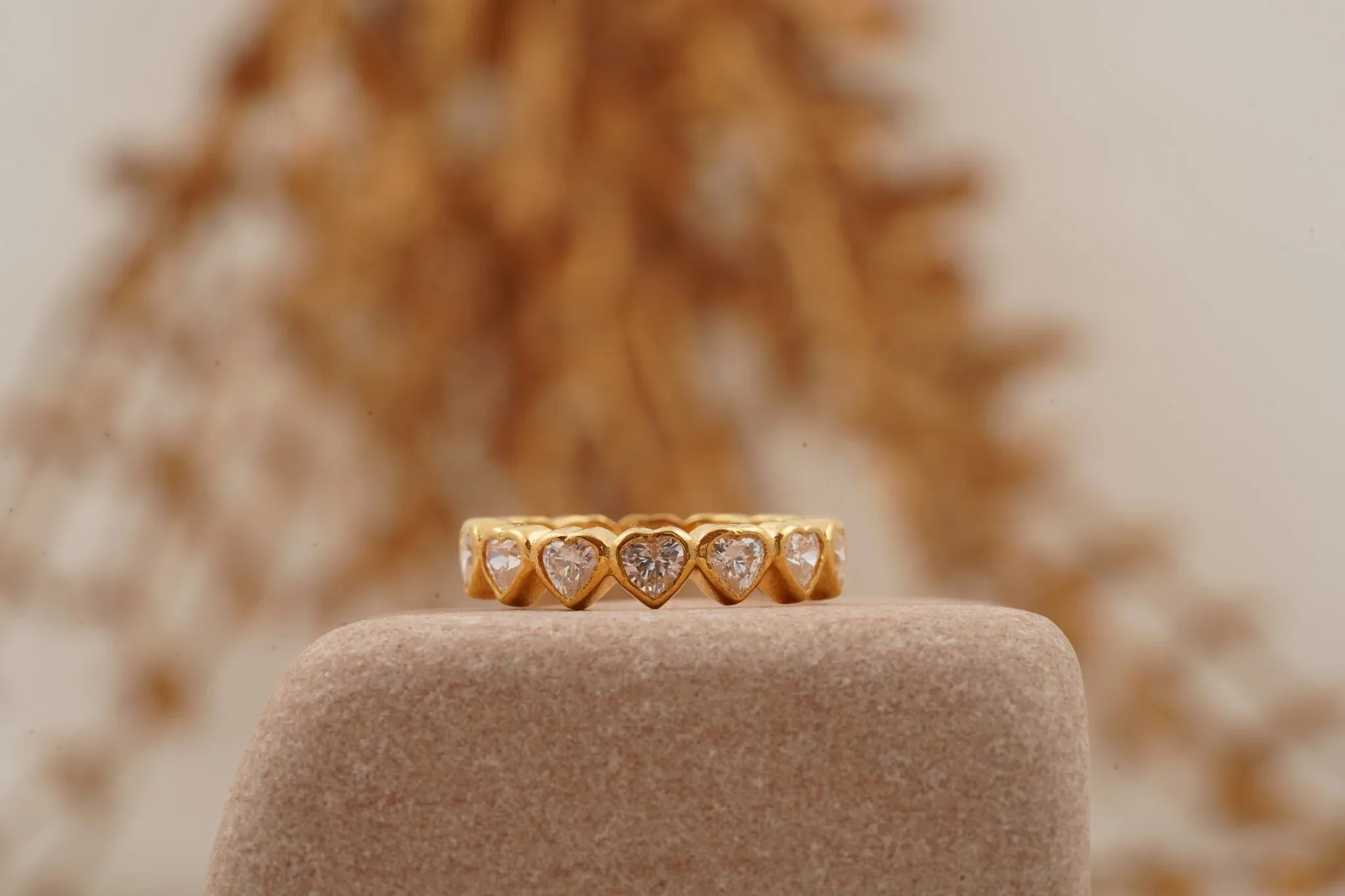 Heart Shaped Moissanite Bezel Set Stacking Wedding Band - MinimalistJewels