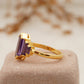 Hexagon Cut Purple Amethyst Bezel Set Engagement Ring
