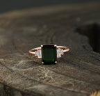 Green Emerald Gemstone Engagement Ring - MinimalistJewels
