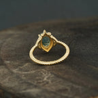 Vintage Oval Moss Agate 14k Gold Engagement Ring - MinimalistJewels