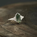 Moss Agate Hexagon Engagement Ring - MinimalistJewels