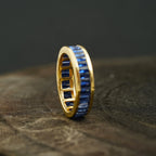 Blue Sapphire Channel Set Full Eternity Wedding Band - MinimalistJewels