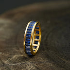 Blue Sapphire Channel Set Full Eternity Wedding Band - MinimalistJewels