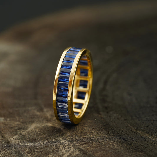 Blue Sapphire Channel Set Full Eternity Wedding Band