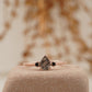 Black Rutilated Quartz Pear Three Stone Ring