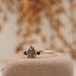 Pear Black Rutilated Quartz Engagement Ring Three Stone Ring