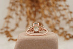 Oval Moss Agate Marquise Emerald And CZ Engagement Ring - MinimalistJewels