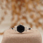 Hexagon Cut Galaxy Blue Sandstone Engagement Ring
