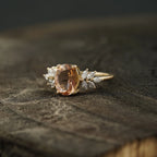 Oval Morganite Gemstone CZ Cluster Engagement Ring - MinimalistJewels