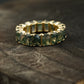 Baguette Cut Moss Agate Wedding Band 10K Sold Gold