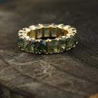 Baguette Cut Moss Agate Wedding Band 10K Sold Gold - MinimalistJewels