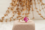Princess Cut Ruby Ring Marquise Diamond Engagement Ring - MinimalistJewels