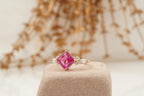Princess Cut Ruby Ring Marquise Diamond Engagement Ring - MinimalistJewels