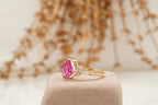 Princess Cut Ruby Ring Marquise Diamond Engagement Ring - MinimalistJewels