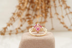 Princess Cut Ruby Ring Marquise Diamond Engagement Ring - MinimalistJewels