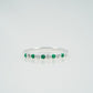 Emerald And Diamond Sterling Silver Wedding Band