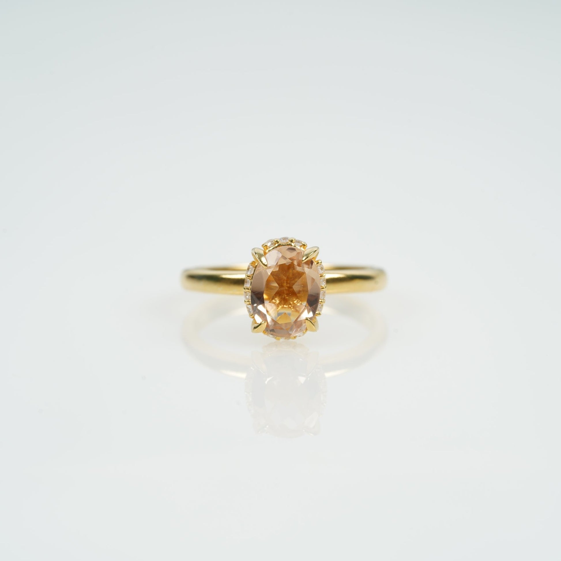 Oval Cut Peach Morganite Solitaire Engagement Ring