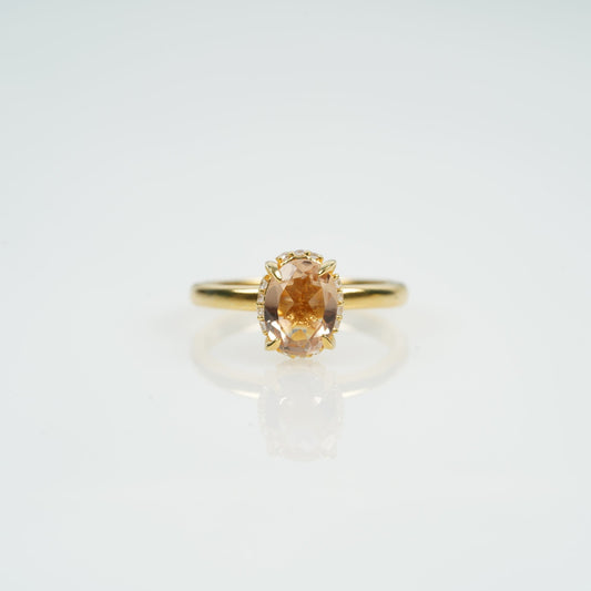 Oval Cut Peach Morganite Solitaire Engagement Ring