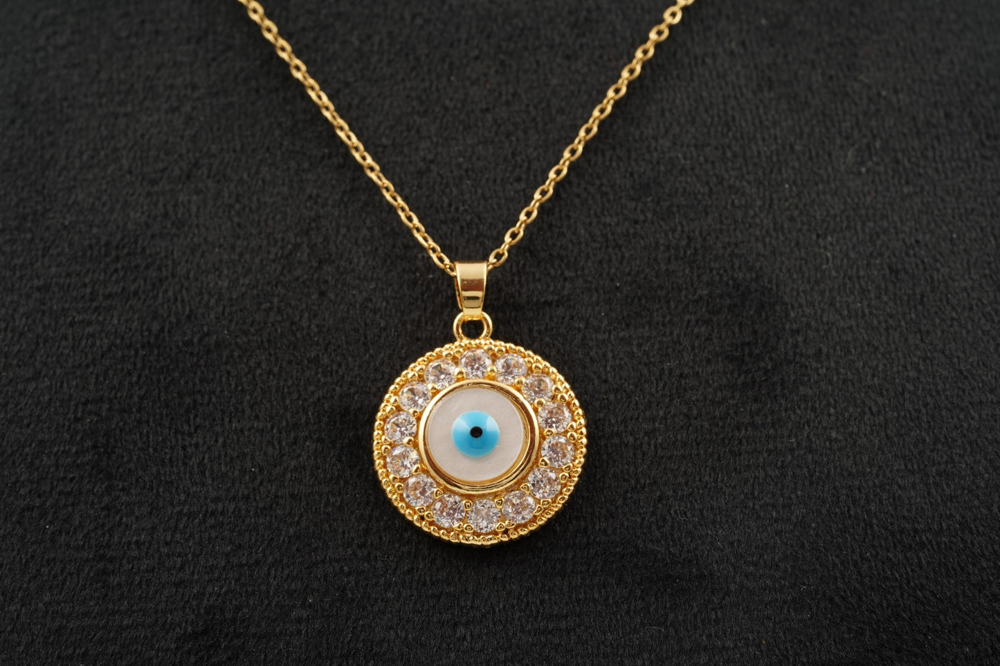 Evil Eye Pendant Necklace With Diamond With Gold Chain For Women