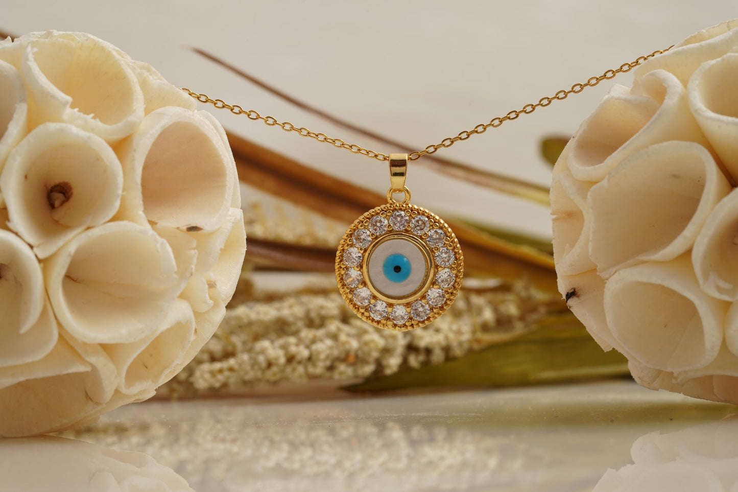 Evil Eye Pendant Necklace With Diamond With Gold Chain For Women