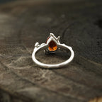 Red Garnet Leaf Engagement Ring - MinimalistJewels