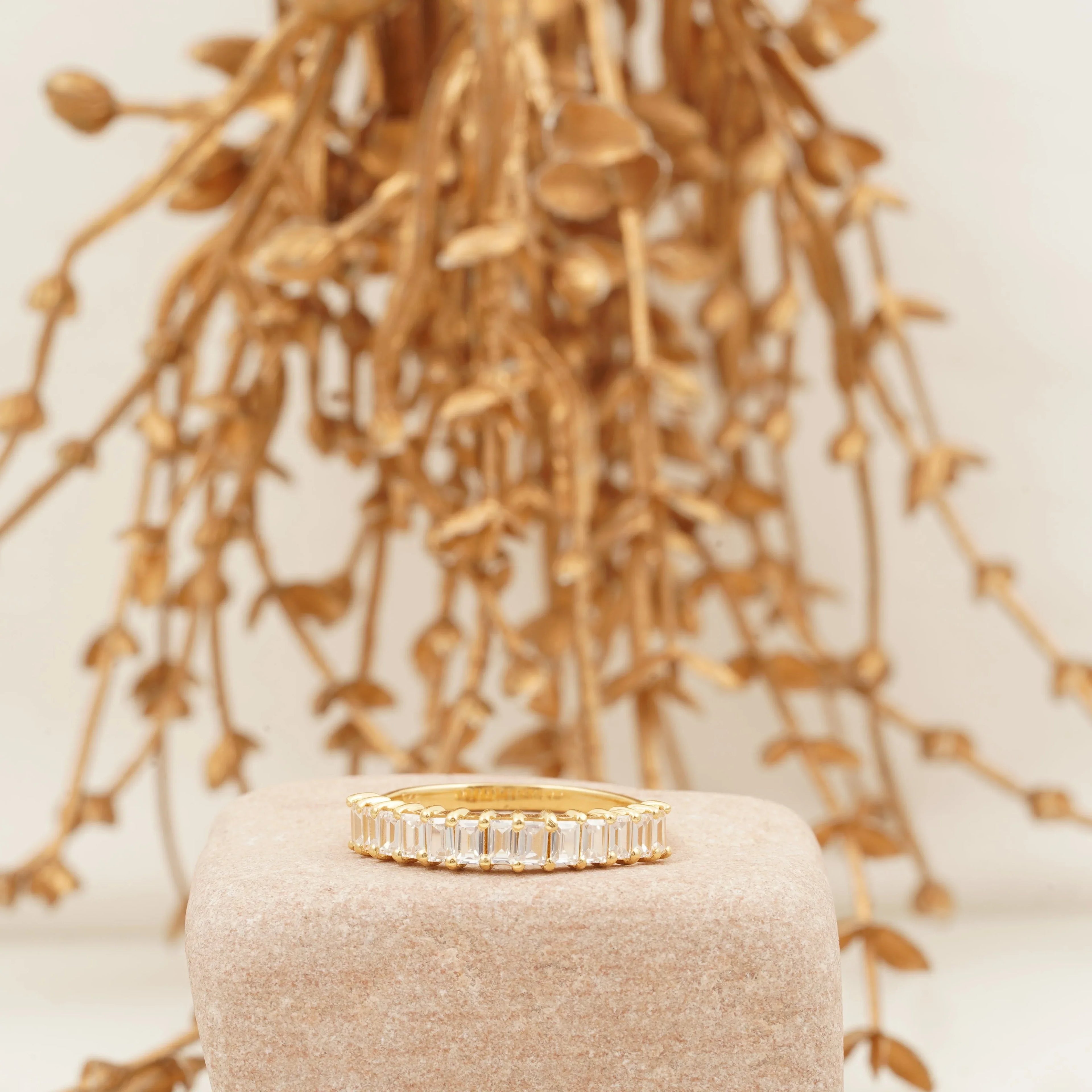 Baguette Cut Moissanite Wedding Band Half Eternity Band - MinimalistJewels