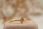Bezel Set Dainty Marquise Alexandrite Stacking Ring For Women - MinimalistJewels
