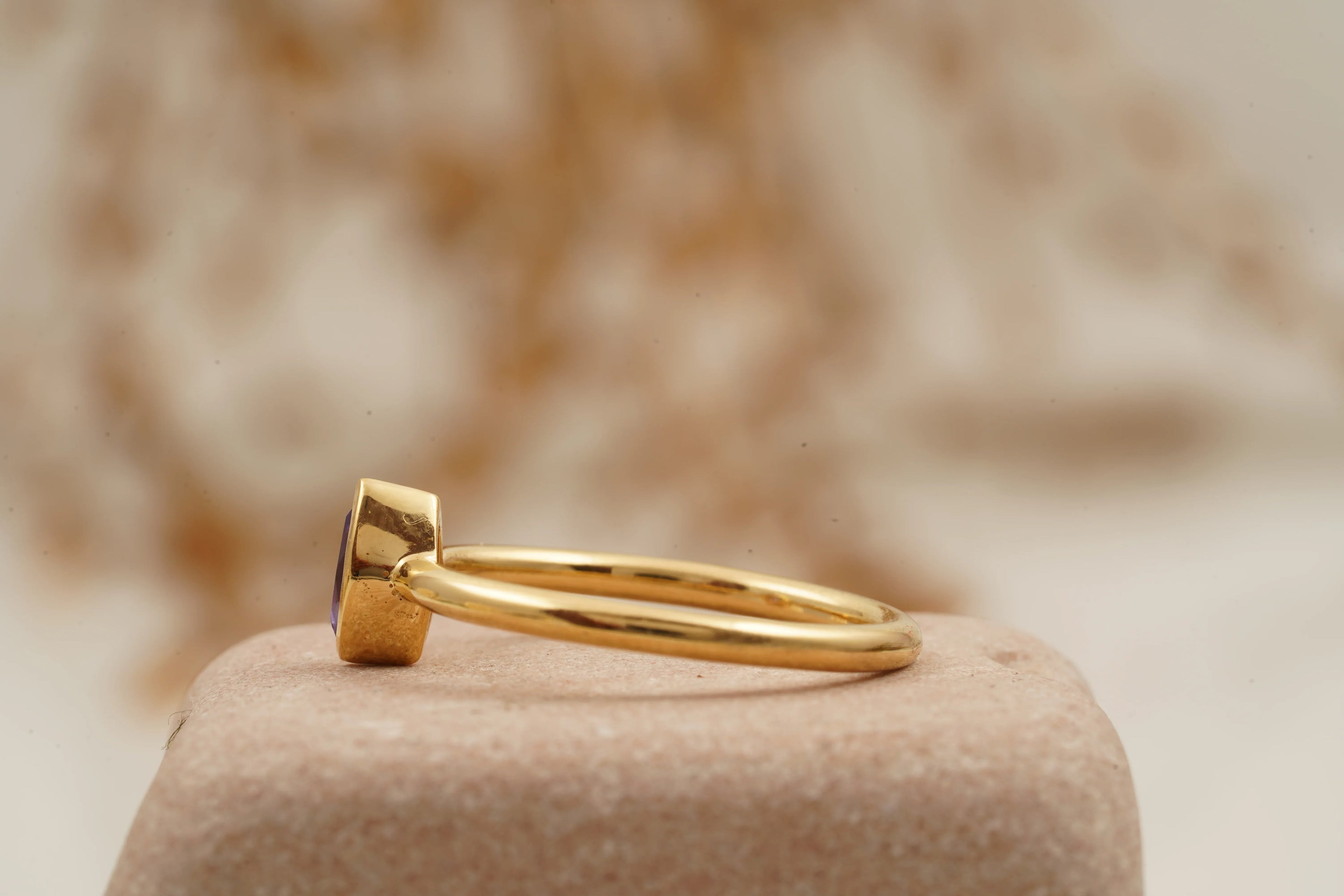 Bezel Set Dainty Marquise Alexandrite Stacking Ring For Women - MinimalistJewels