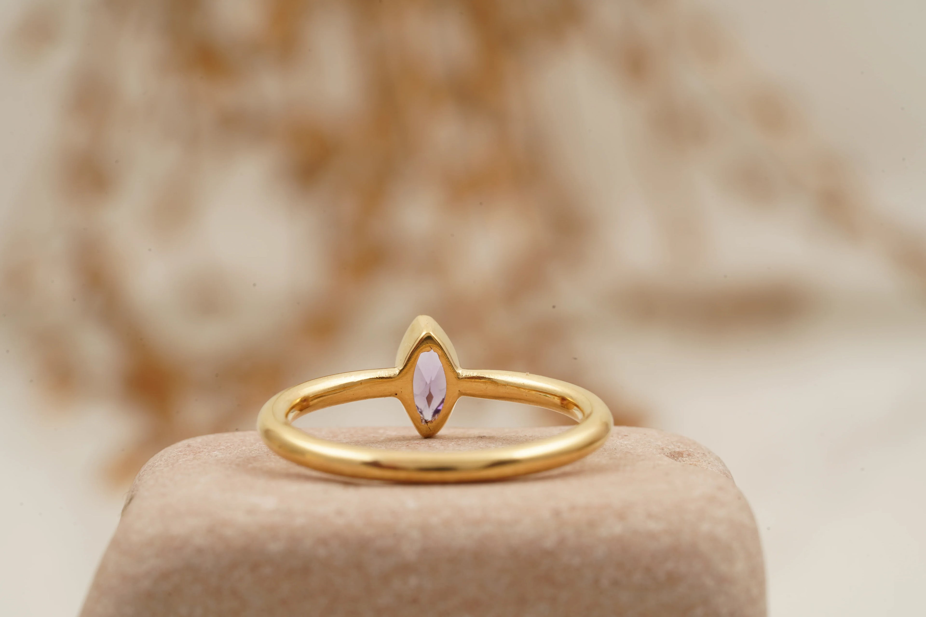 Bezel Set Dainty Marquise Alexandrite Stacking Ring For Women - MinimalistJewels