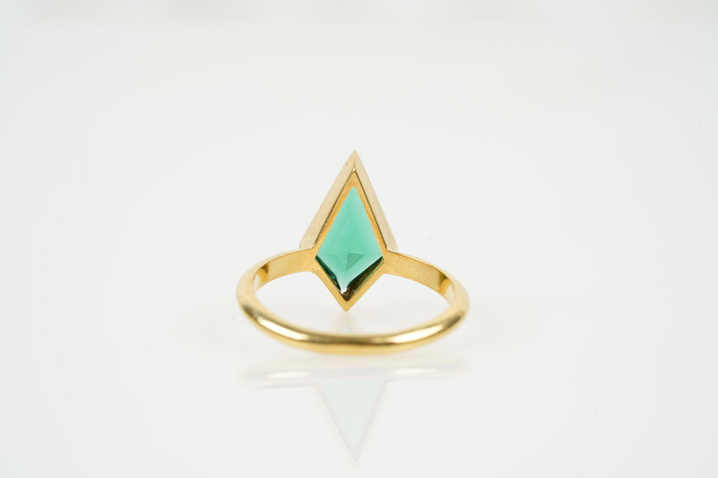Kite Shaped Emerald Ring Solid Gold Solitaire Ring