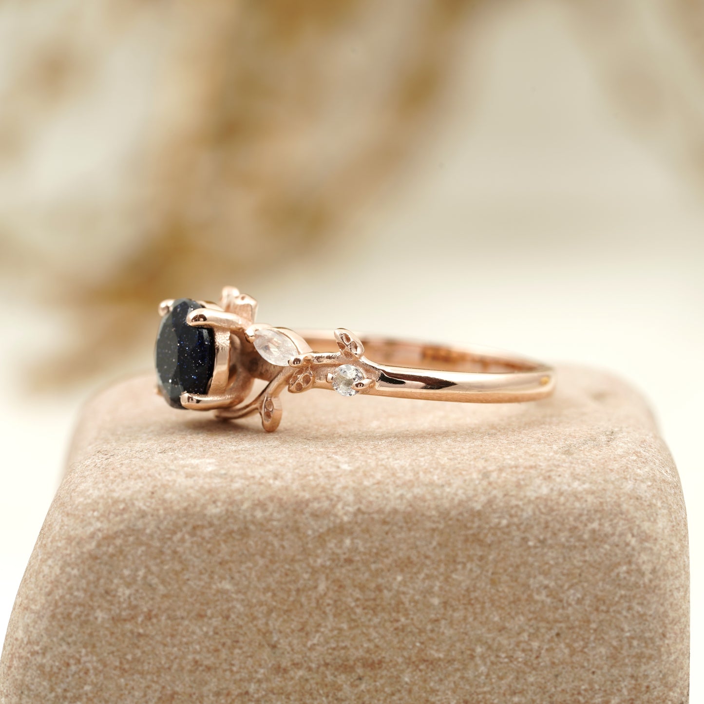 Emerald Cut Aquamarine Gemstone Engagement Ring For Women