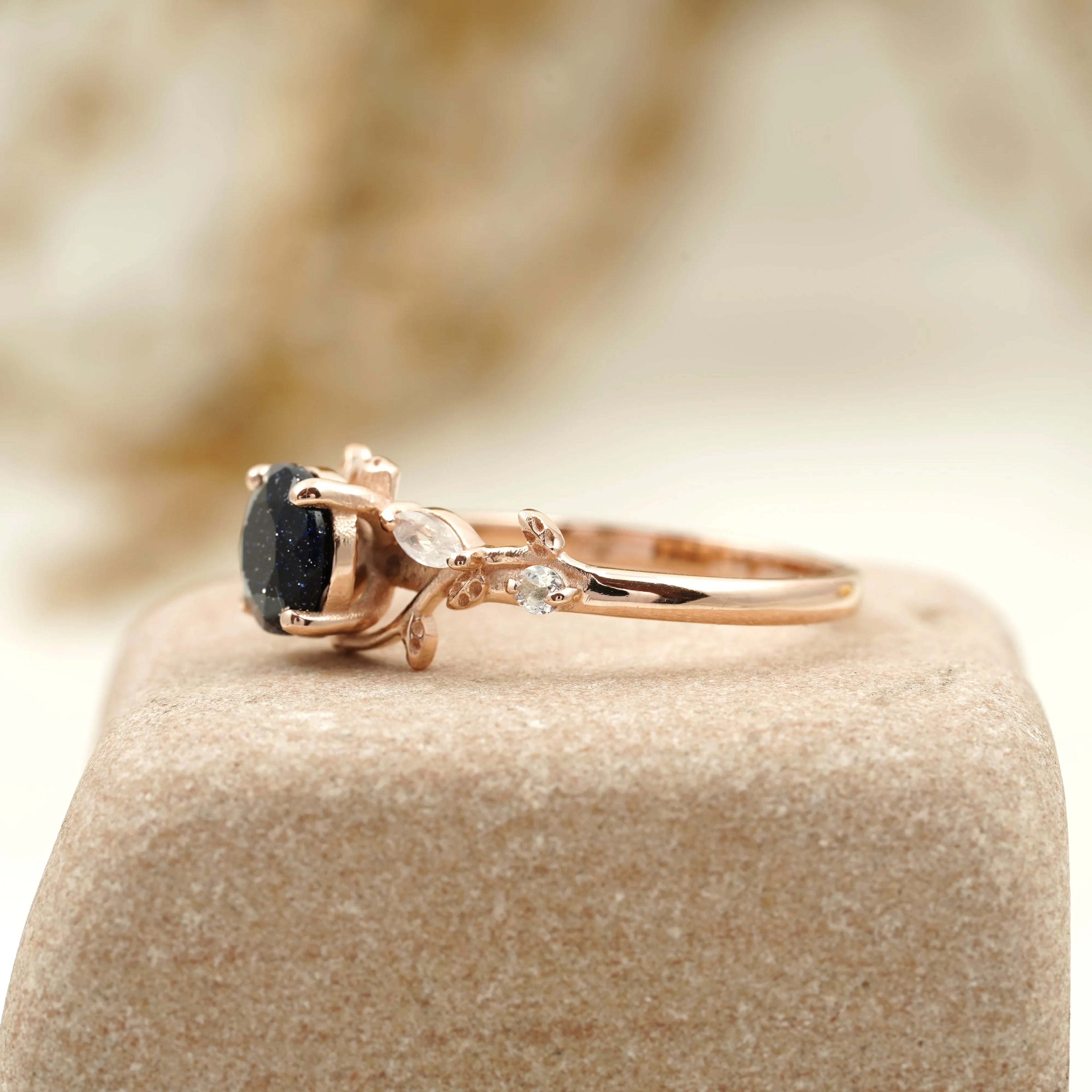 Emerald Cut Aquamarine Gemstone Engagement Ring For Women - MinimalistJewels