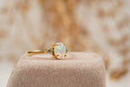 White Opal Oval Cut Engagement Ring October Birthstone - MinimalistJewels