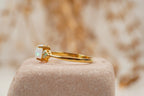 White Opal Oval Cut Engagement Ring October Birthstone - MinimalistJewels