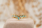 Marquise Cut Fire Opal CZ Diamond Wedding Band - MinimalistJewels