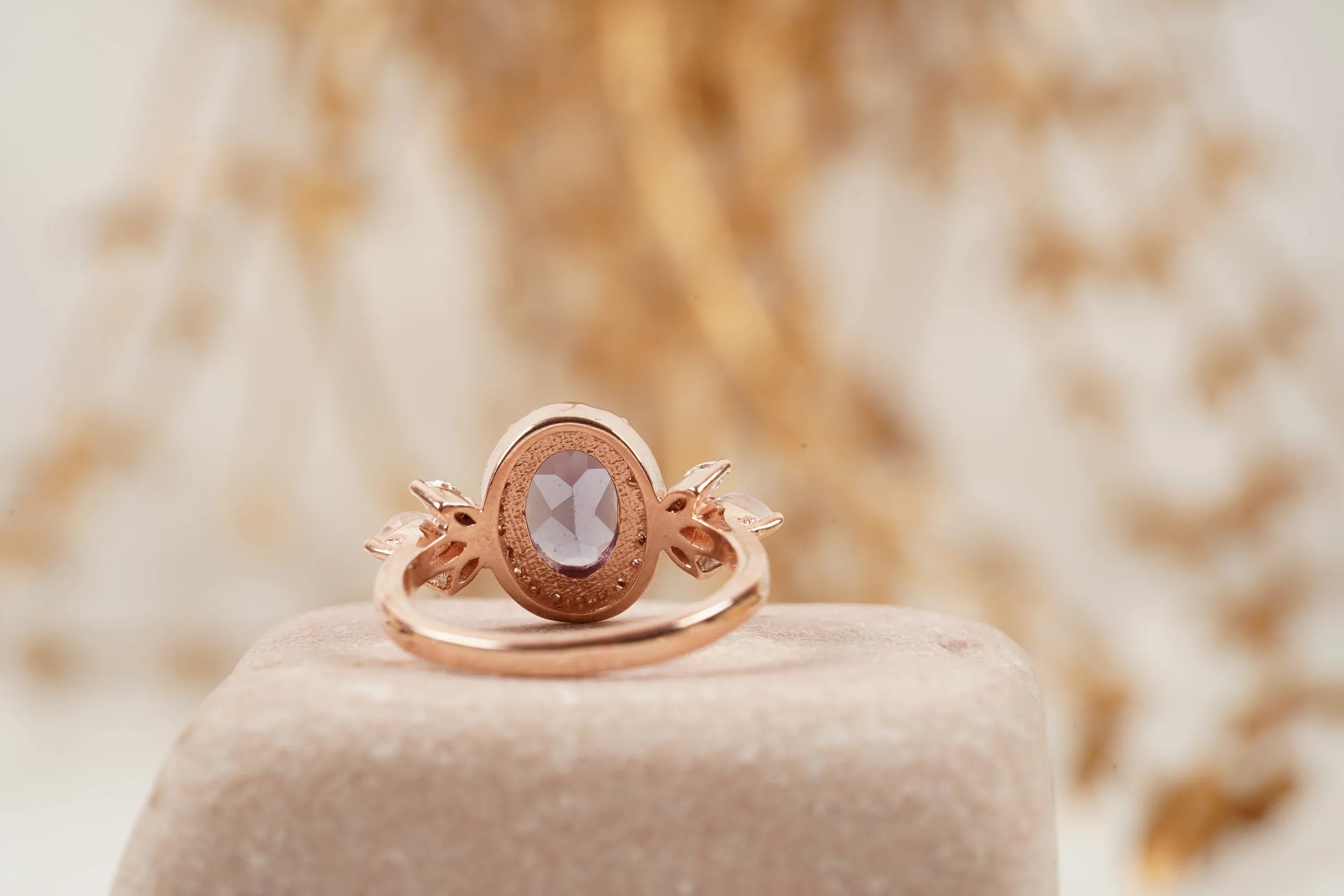 Oval Cut Alexandrite Cluster Engagement Ring - MinimalistJewels