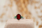 Hexagon Cut Red Garnet Gemstone Cluster Ring - MinimalistJewels