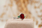 Hexagon Cut Red Garnet Gemstone Cluster Ring - MinimalistJewels